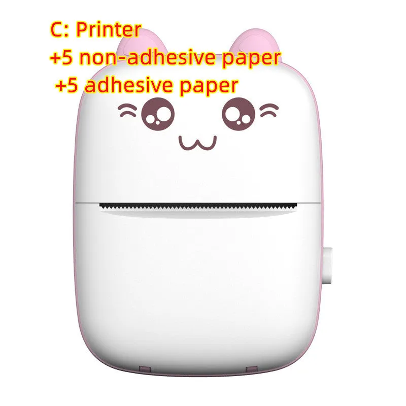 Portable A6 mini Bluetooth thermal printer with 200dpi resolution, 1000mAh battery, in pink plastic casing