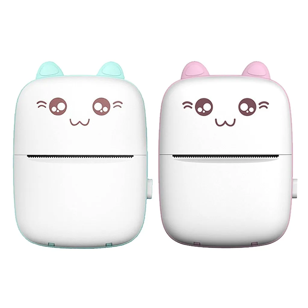 Portable A6 mini Bluetooth thermal printer with 200dpi resolution, 1000mAh battery, in pink plastic casing
