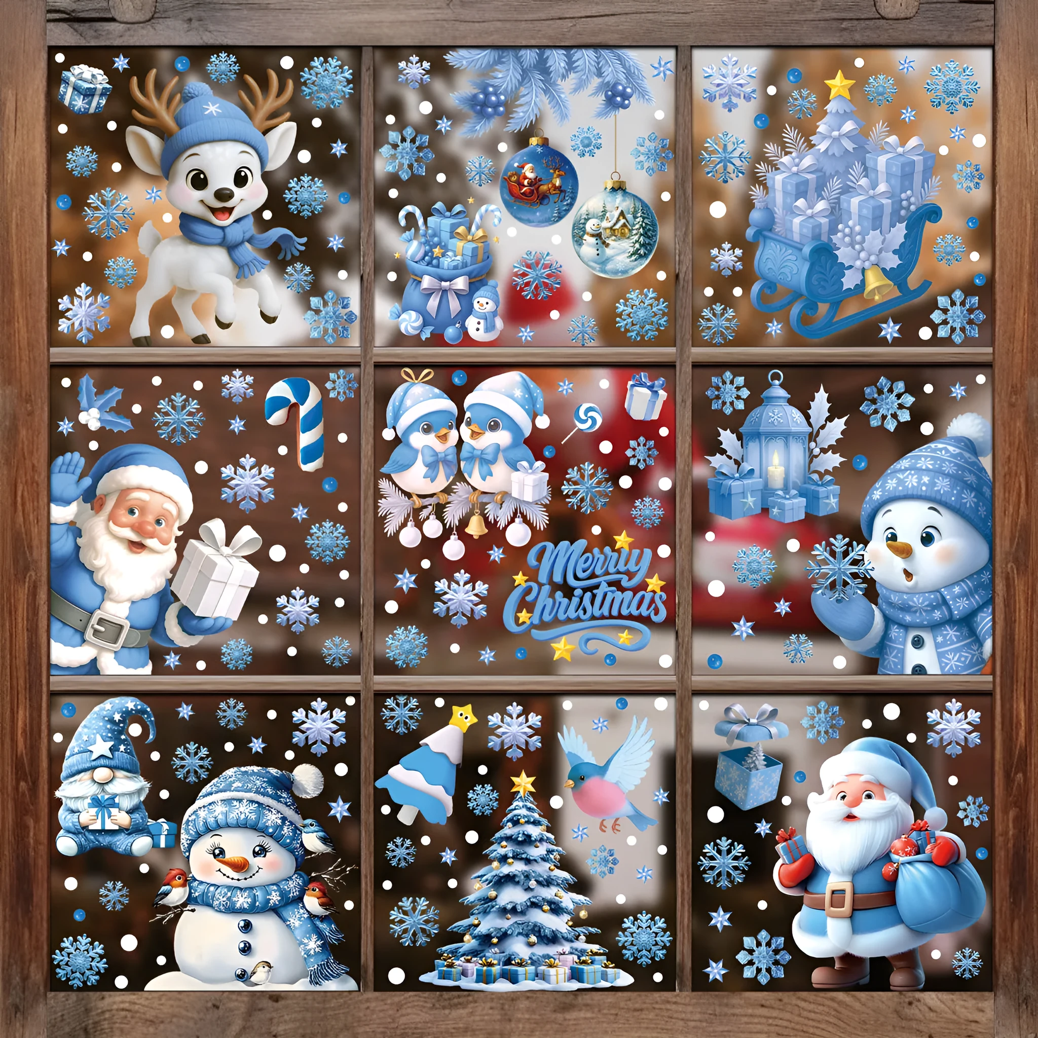 Christmas PVC glass sticker American style festive decoration twelve colours BQ532 to BQ543