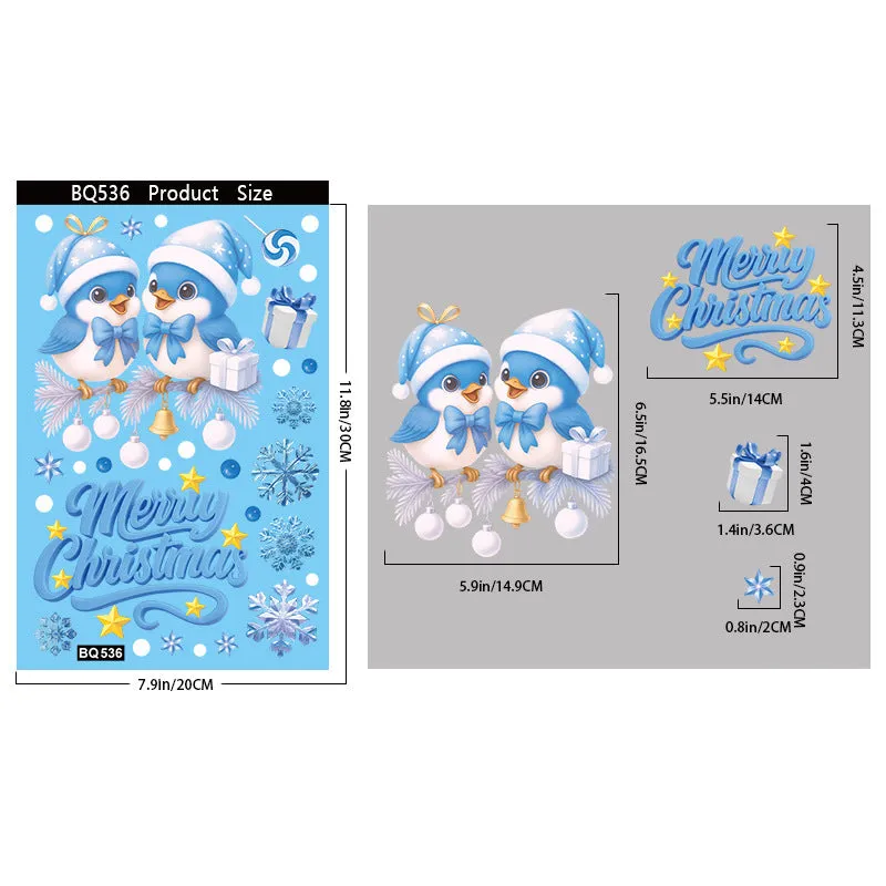 Christmas PVC glass sticker American style festive decoration twelve colours BQ532 to BQ543