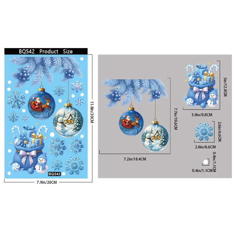 Christmas PVC glass sticker American style festive decoration twelve colours BQ532 to BQ543