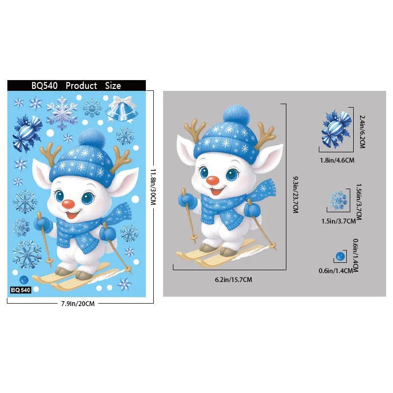 Christmas PVC glass sticker American style festive decoration twelve colours BQ532 to BQ543