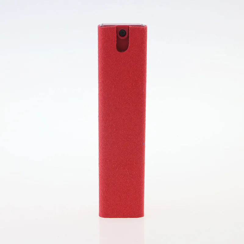 2-in-1 screen cleaner kit with spray bottle and microfiber cloth in pink and grey for phone and computer screens
