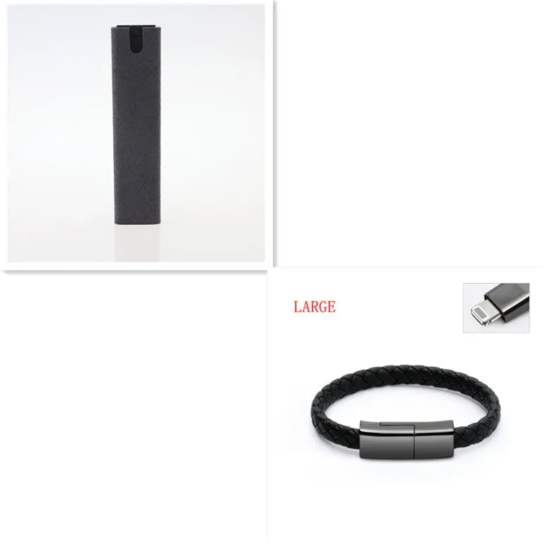 2-in-1 screen cleaner kit with spray bottle and microfiber cloth in pink and grey for phone and computer screens