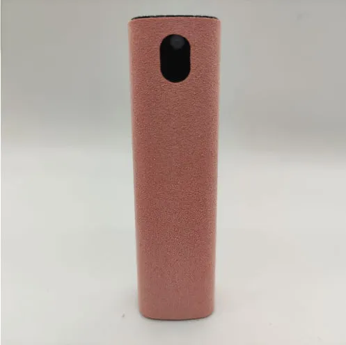 2-in-1 screen cleaner kit with spray bottle and microfiber cloth in pink and grey for phone and computer screens