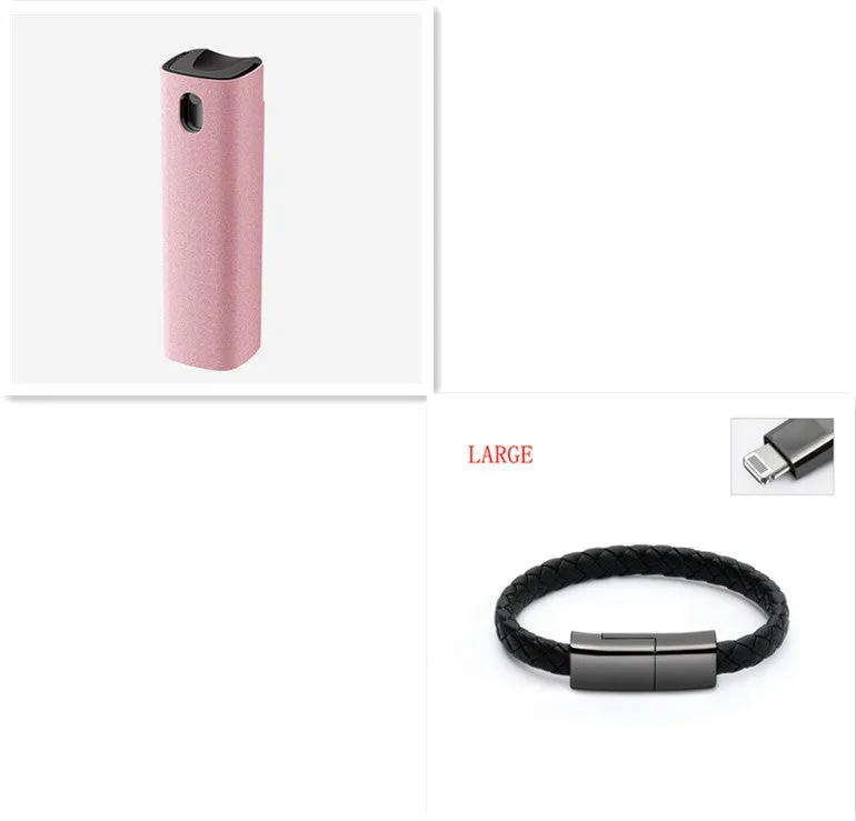 2-in-1 screen cleaner kit with spray bottle and microfiber cloth in pink and grey for phone and computer screens