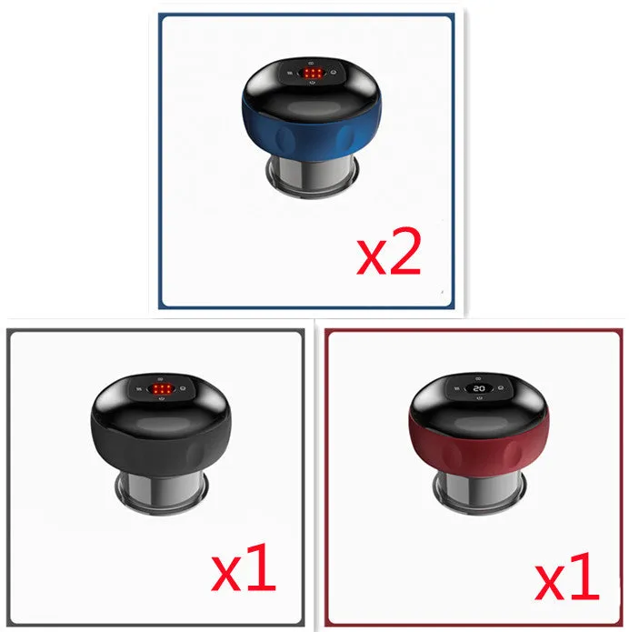 Electric vacuum cupping massager with LED display, 12 suction and heat levels, blue colour model