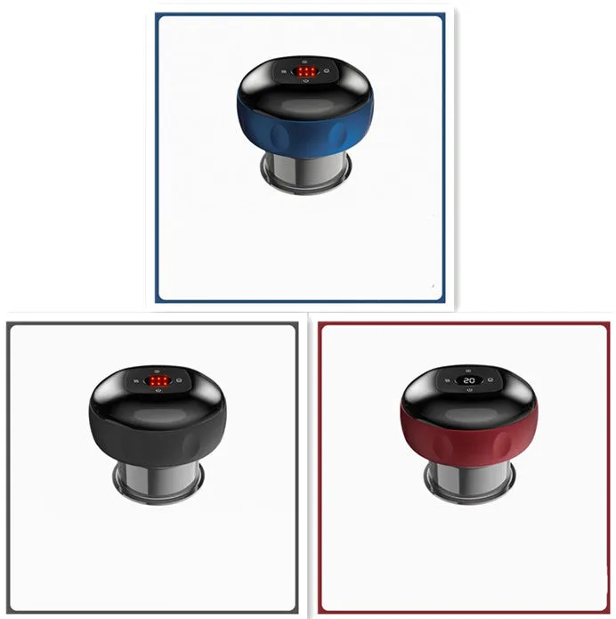 Electric vacuum cupping massager with LED display, 12 suction and heat levels, blue colour model