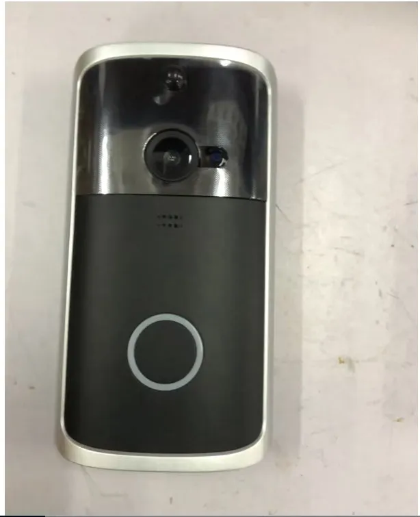 WiFi video doorbell camera in black, 7.5cm by 3.3cm by 14.4cm, with infrared night vision, two-way voice intercom