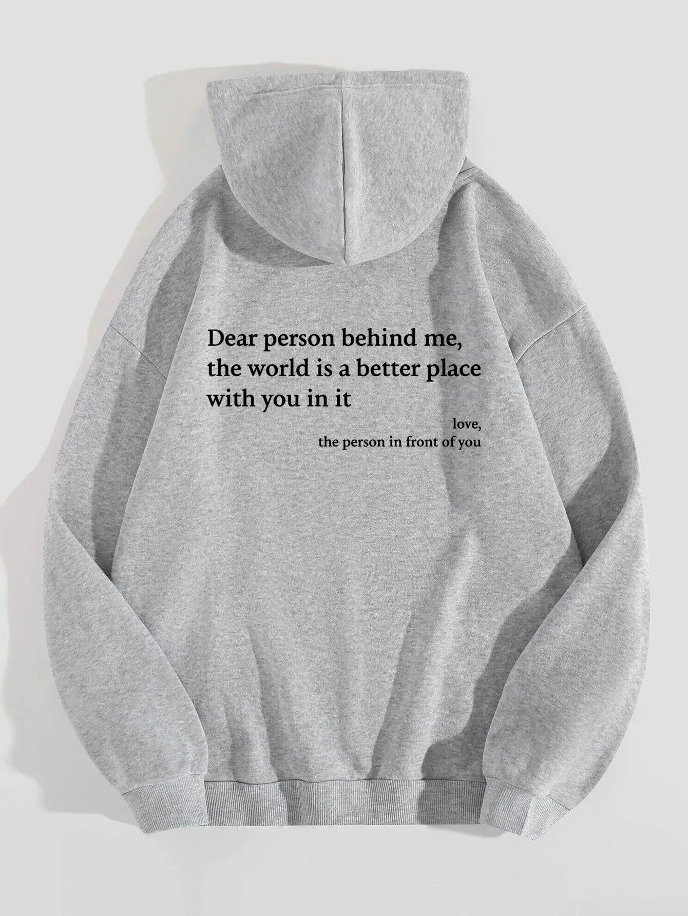 Women's plush letter printed kangaroo pocket drawstring hoodie in polyester, available in multiple colours