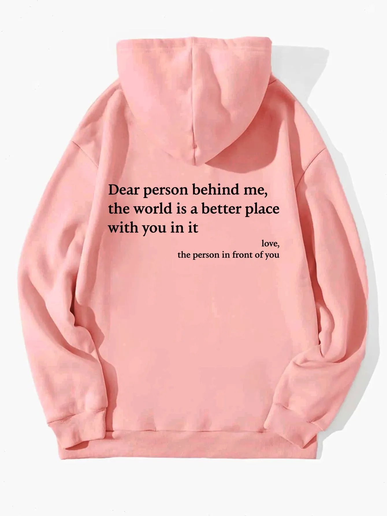 Women's plush letter printed kangaroo pocket drawstring hoodie in polyester, available in multiple colours