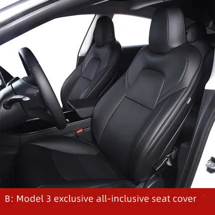 Tesla Model 3 and Model Y car seat covers in PVC material with binding style construction