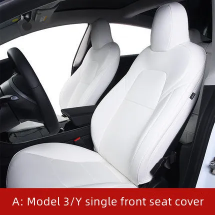 Tesla Model 3 and Model Y car seat covers in PVC material with binding style construction