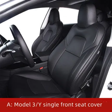 Tesla Model 3 and Model Y car seat covers in PVC material with binding style construction