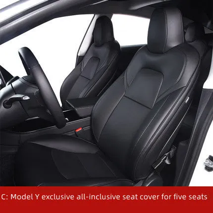 Tesla Model 3 and Model Y car seat covers in PVC material with binding style construction