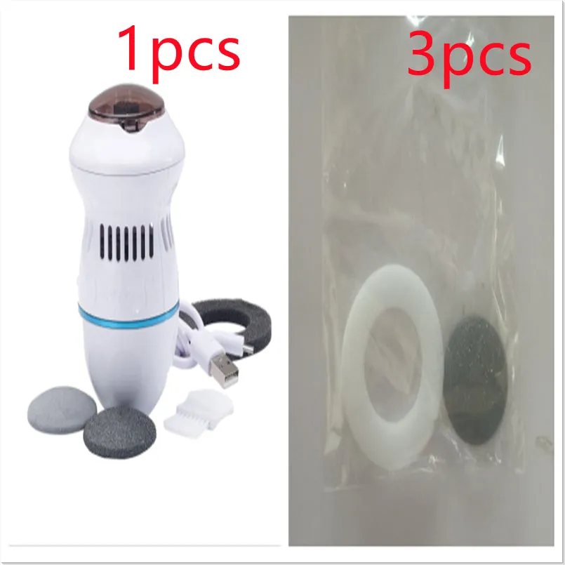 Multifunctional electric foot file grinder in beige with two diamond grinding heads and sponge ring