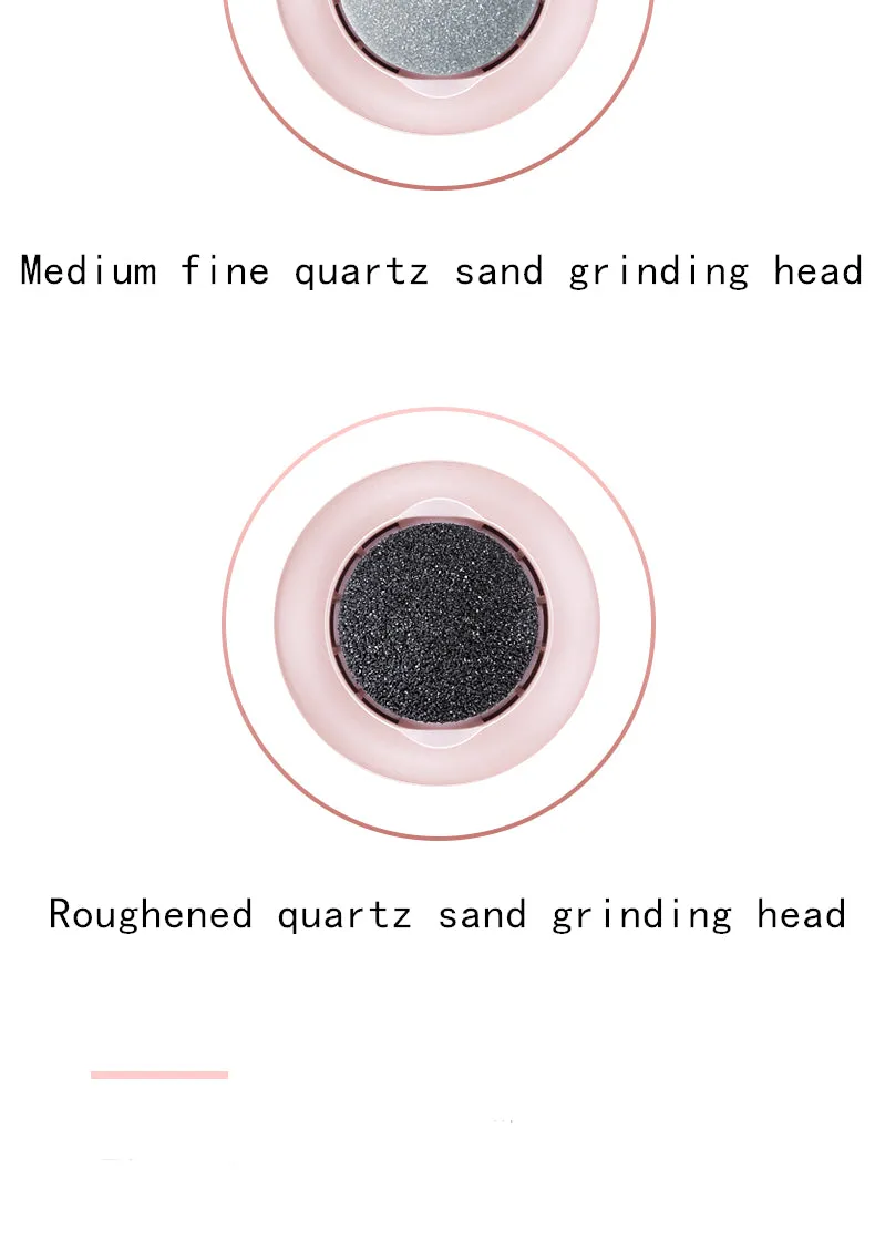 Multifunctional electric foot file grinder in beige with two diamond grinding heads and sponge ring