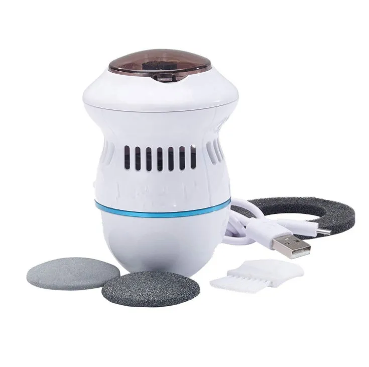 Multifunctional electric foot file grinder in beige with two diamond grinding heads and sponge ring