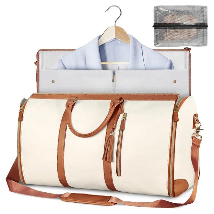 Large capacity waterproof travel duffle bag for women in pink, foldable PU material with contrast stitching and lock detail