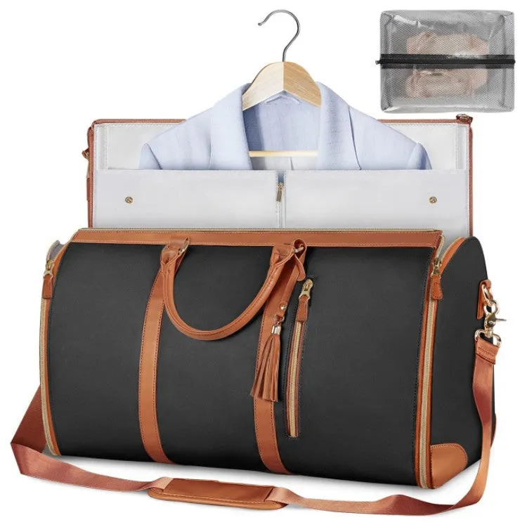 Large capacity waterproof travel duffle bag for women in pink, foldable PU material with contrast stitching and lock detail