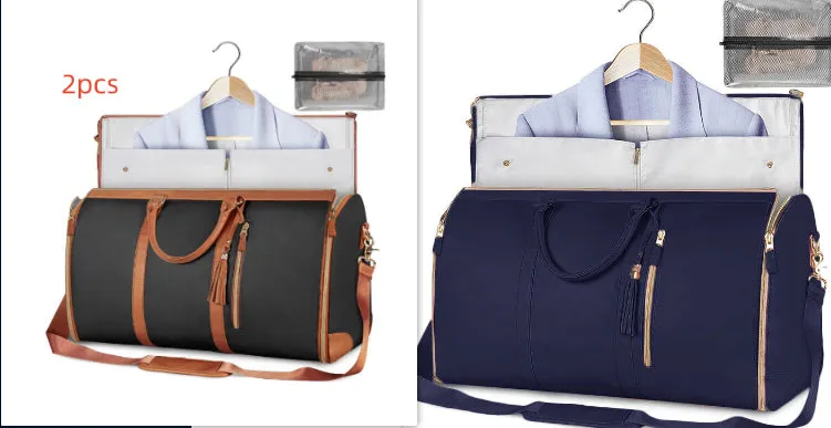 Large capacity waterproof travel duffle bag for women in pink, foldable PU material with contrast stitching and lock detail