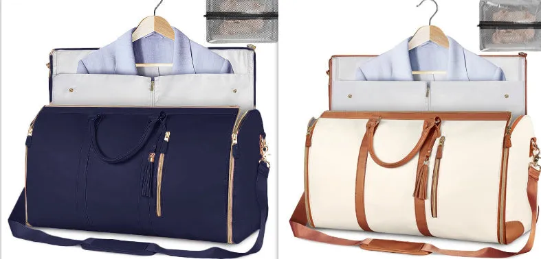 Large capacity waterproof travel duffle bag for women in pink, foldable PU material with contrast stitching and lock detail