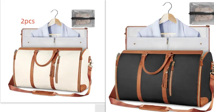 Large capacity waterproof travel duffle bag for women in pink, foldable PU material with contrast stitching and lock detail