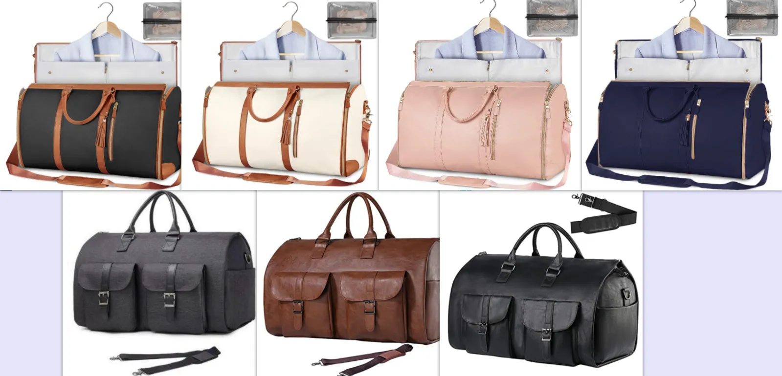 Large capacity waterproof travel duffle bag for women in pink, foldable PU material with contrast stitching and lock detail