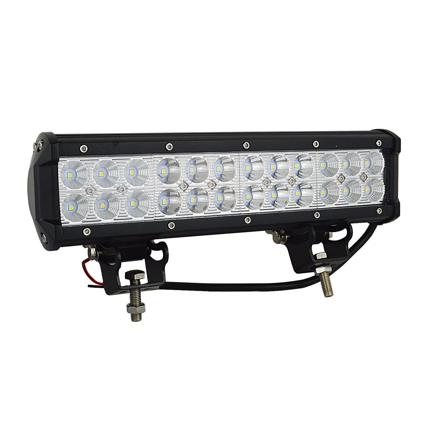 Black aluminium alloy 72W double row LED roof light bar for off-road vehicles