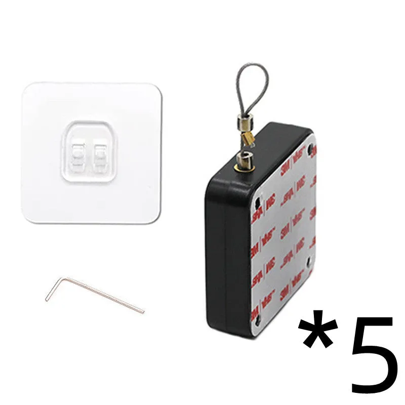 Automatic door closer in black ABS housing with steel wire rope, measuring 63x63x18mm, for sliding doors and glass doors