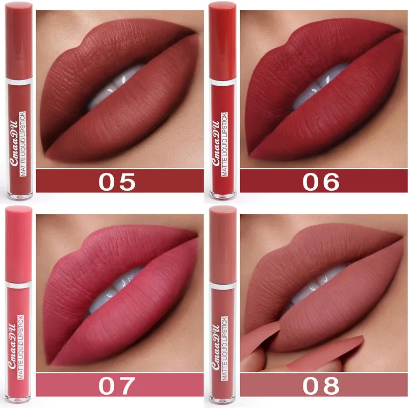 Women's non-stick cup waterproof matte lipstick 10-pack in photo colour with box dimensions 23.8x14.7x2.5 cm