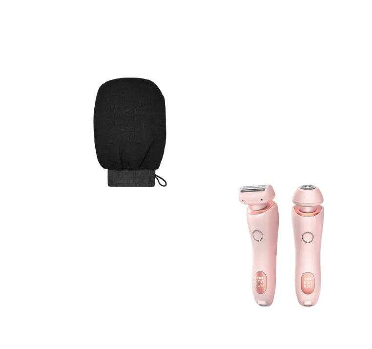 2-in-1 USB rechargeable electric shaver for women with square and round heads, pink colour, for whole body hair removal
