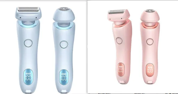 2-in-1 USB rechargeable electric shaver for women with square and round heads, pink colour, for whole body hair removal