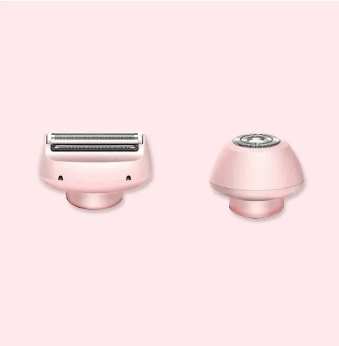 2-in-1 USB rechargeable electric shaver for women with square and round heads, pink colour, for whole body hair removal