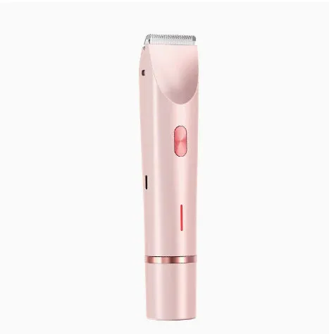 2-in-1 USB rechargeable electric shaver for women with square and round heads, pink colour, for whole body hair removal