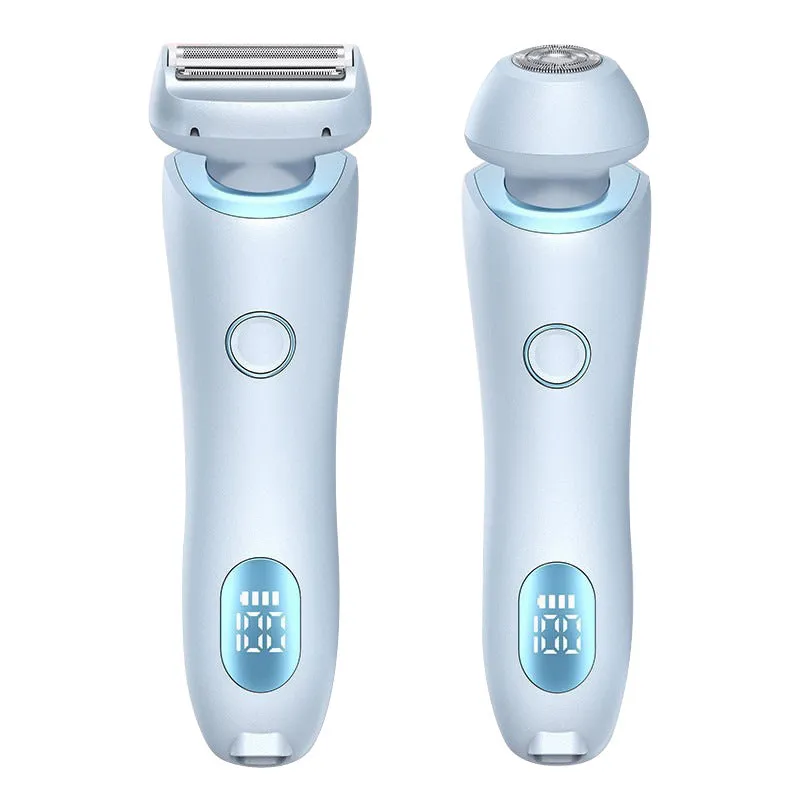 2-in-1 USB rechargeable electric shaver for women with square and round heads, pink colour, for whole body hair removal
