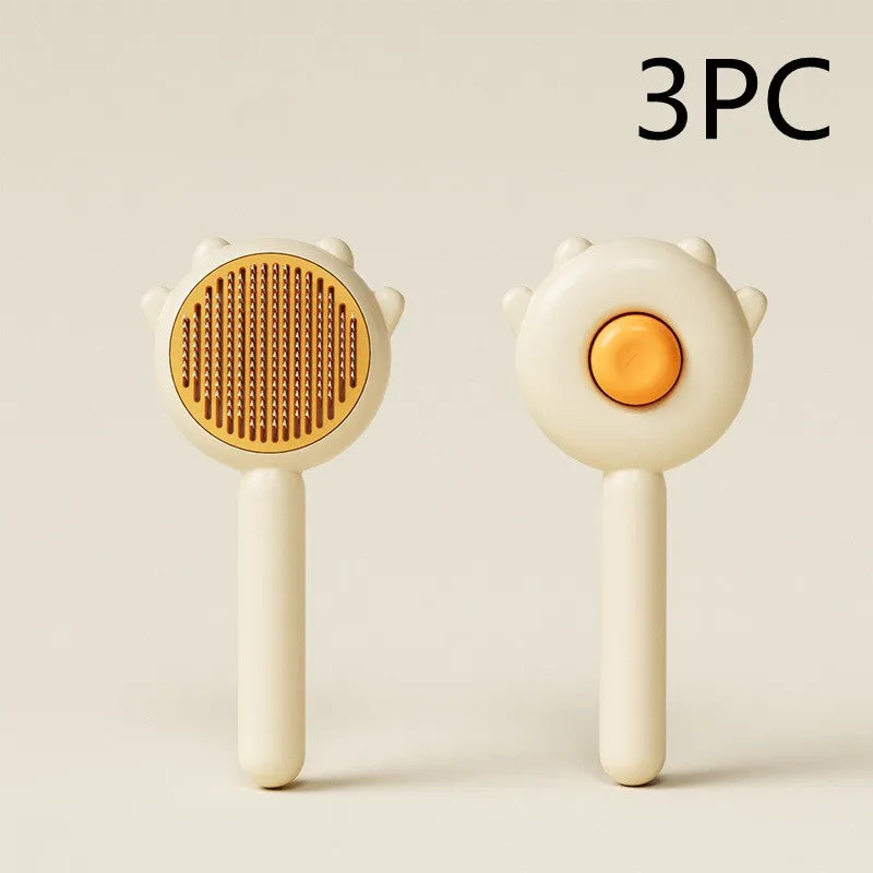 Green pet grooming comb with stainless steel teeth and ABS handle for cats and dogs