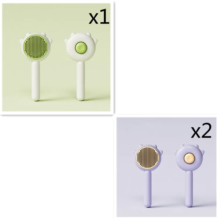 Green pet grooming comb with stainless steel teeth and ABS handle for cats and dogs