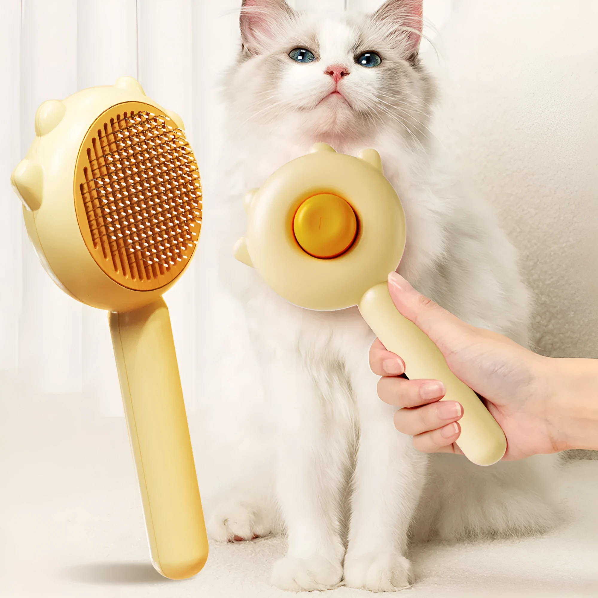 Green pet grooming comb with stainless steel teeth and ABS handle for cats and dogs