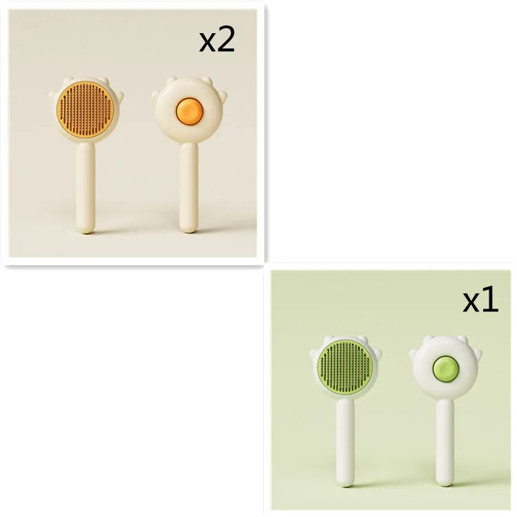 Green pet grooming comb with stainless steel teeth and ABS handle for cats and dogs