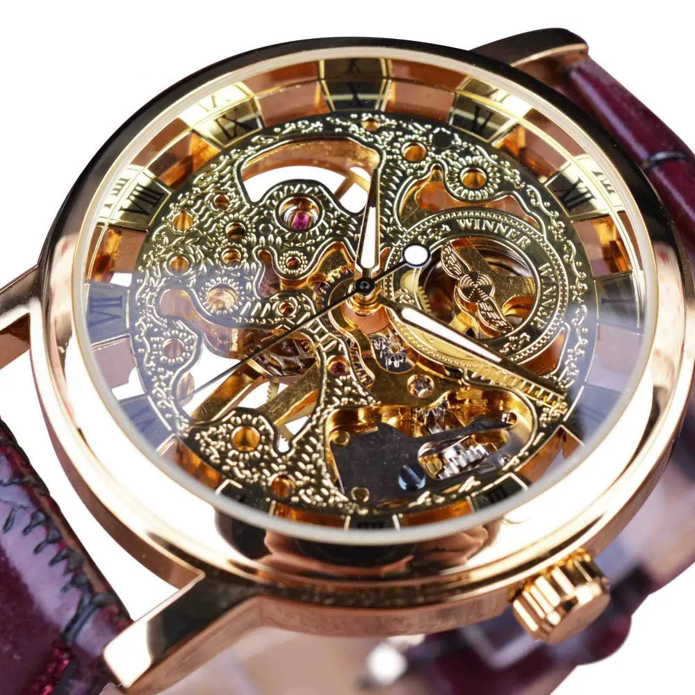 Men's mechanical watch with black dial, stainless steel case, 4cm surface width