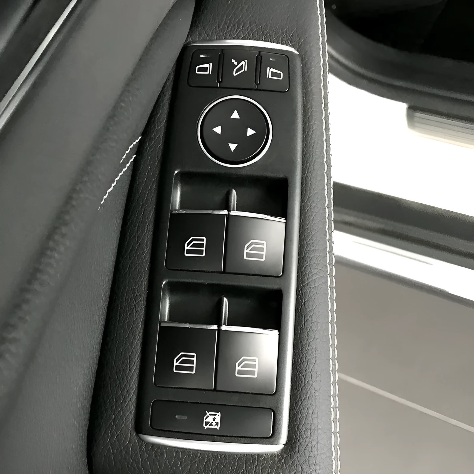 Black glitter decorative sticker for car window lift button modification.