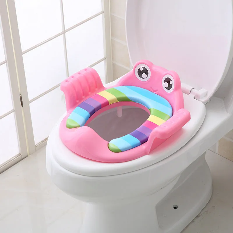 Baby children toilet seat in pink made from PP material with adjustable non-slip pads