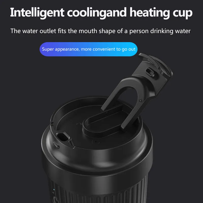 Smart heating and cooling cup in black, 36W 12V, measuring 111x96x235 mm, made from PP ABS Teflon