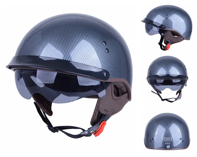 Retro full-face motorcycle helmet in ABS material, available in multiple colours for commuting