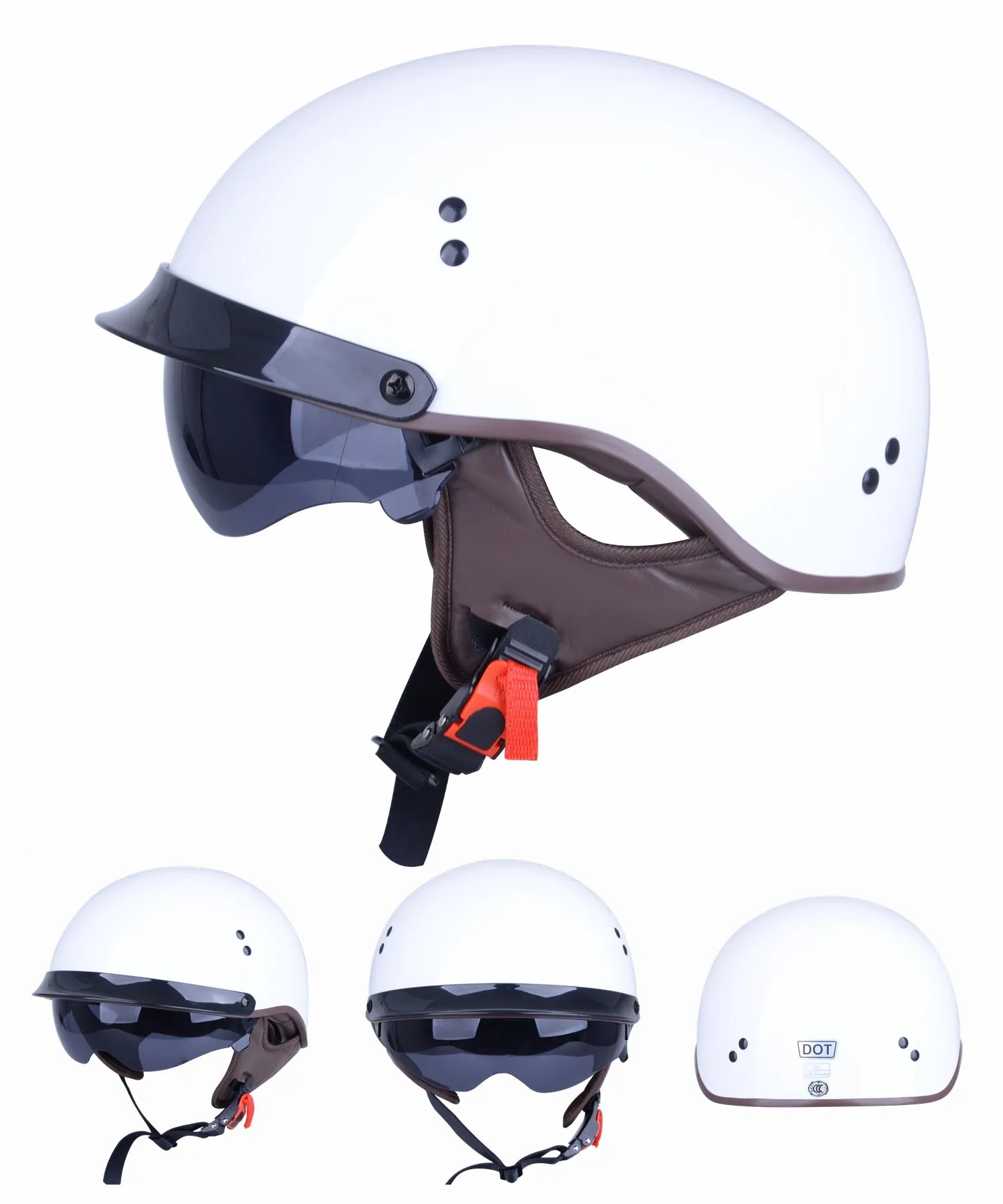 Retro full-face motorcycle helmet in ABS material, available in multiple colours for commuting