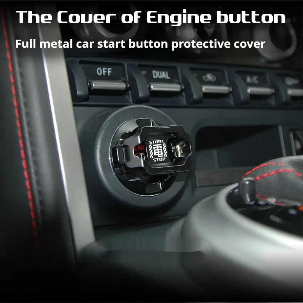 Metal trigger car start button protective cover in painted black zinc alloy with 40mm outer diameter