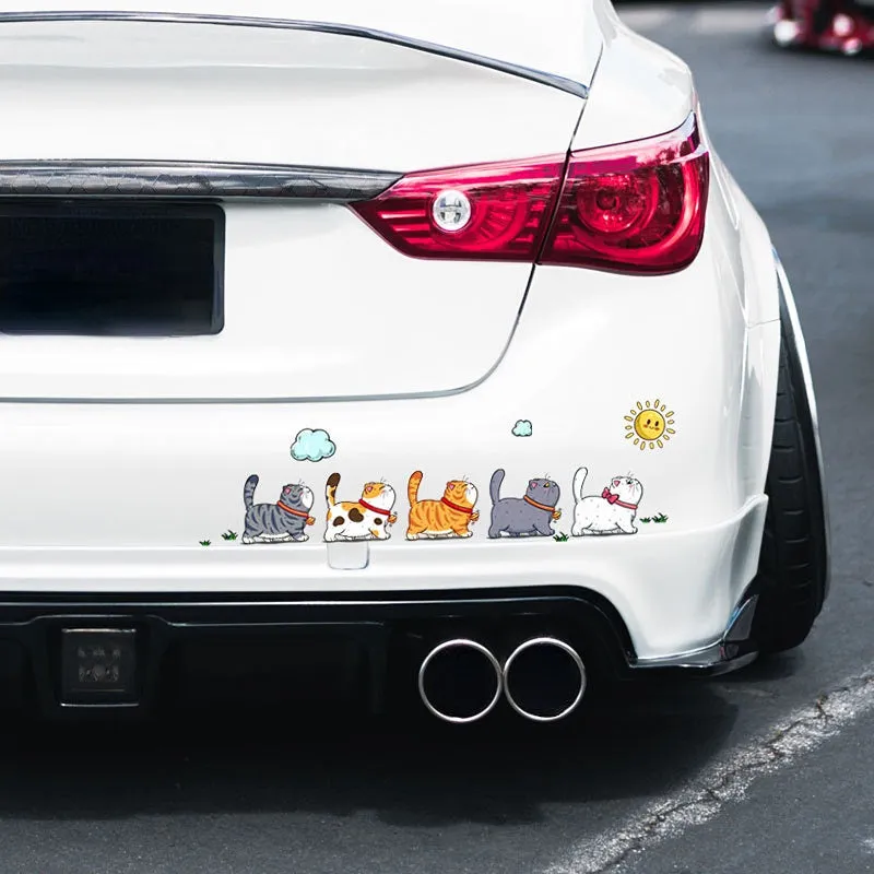 Waterproof PVC car sticker showing five climbing cats design for vehicle decoration