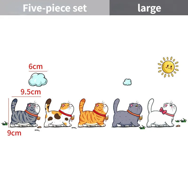 Waterproof PVC car sticker showing five climbing cats design for vehicle decoration
