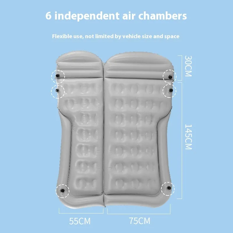 SUV inflatable bed in beige with flocking surface and motor pump, 175cm length for car travel